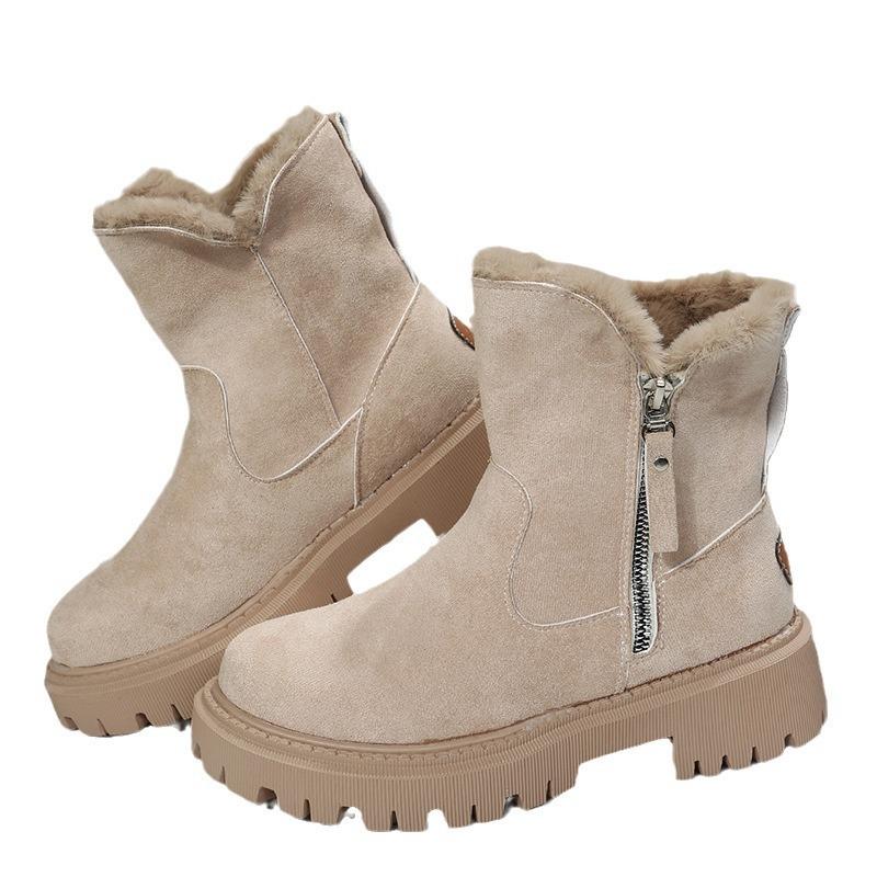 New Women's Snow Boots, Mid-calf Thickened and Fleece Warm Cotton Shoes for Women