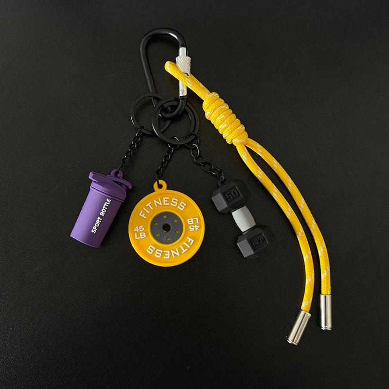 Y2K  Sports Fitness Bag Pendant Mini Dumbbell Water Cup Keychain Camera Mobile Phone Backpack Accessories For Men Women