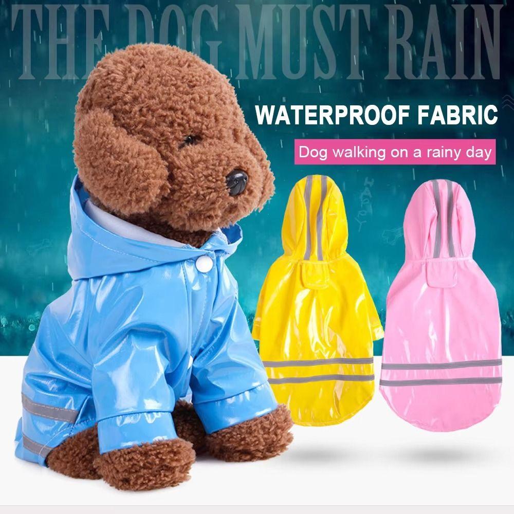 PU Dog Hooded Raincoat Towable Small Dog Clothes Stylish Dog Rain Cloak  Puppy