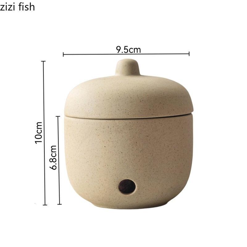 Clay Ceramic Jar Vintage Garlic Jar Storage Jars Kitchen Seasoning Box Lid Spice Jars Condiment Bottle Spice Container Organizer