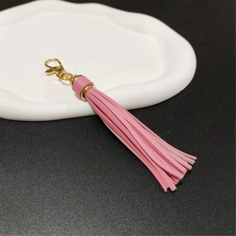 Handmade Tassels Keychain Bag Charm Stylish PU Leather Tassels Keychain Pendant With Metal Rings For Secure Attachment
