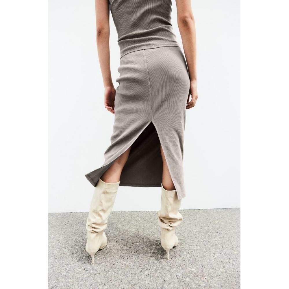 

H M ribbed pencil skirt grey washed