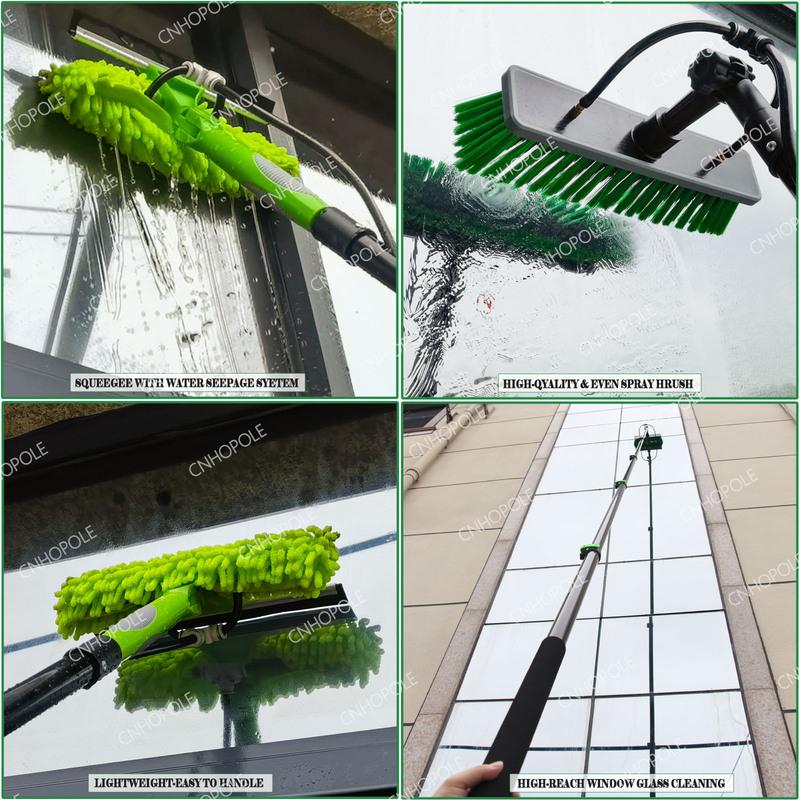 30/36/42FT Telescopic Extension Water Fed Pole Brush Kit for Window/Photovoltaic Solar Panel Cleaning Washing Tool