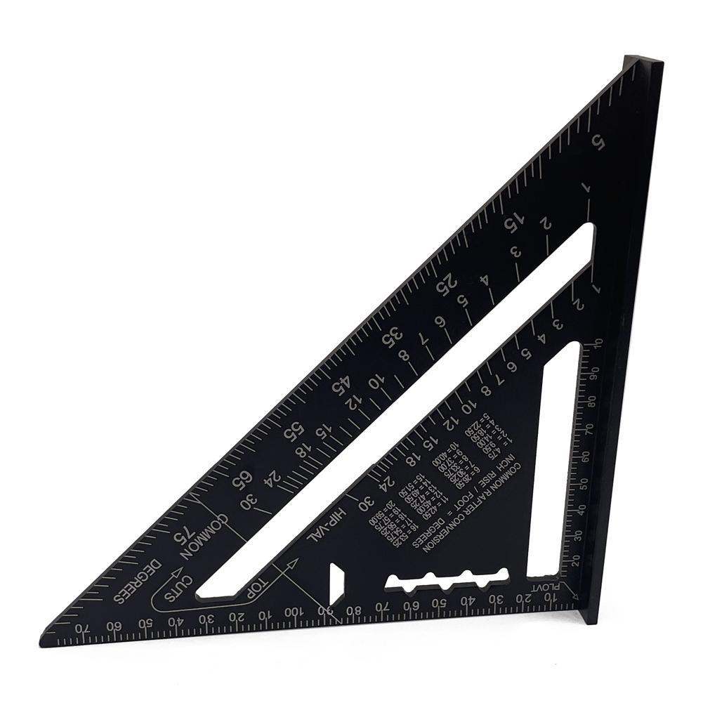 Aluminum Alloy Triangle Rulers 90 Degrees 45 Degrees Set Square 7in Black Metric Square Ruler