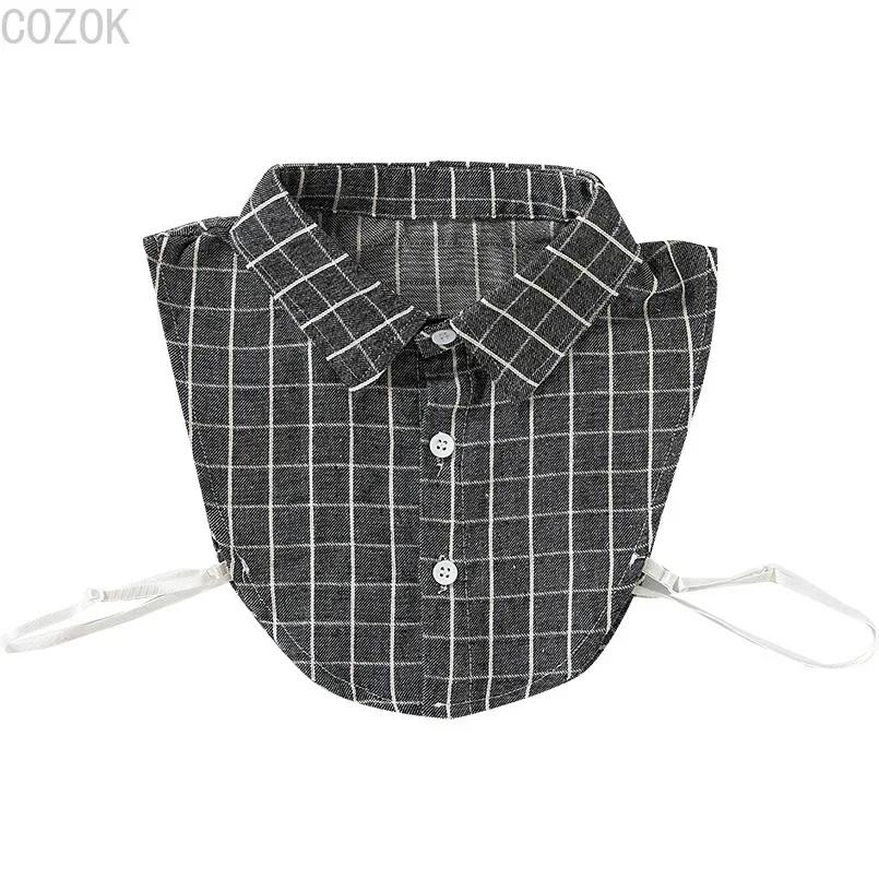 Damen Falscher Kragen Kariertes Hemd Abnehmbare Kragen Einfarbiges Hemd Damenkragen Weiß Mädchen Oberteil Kleidung Dickey-Kragen