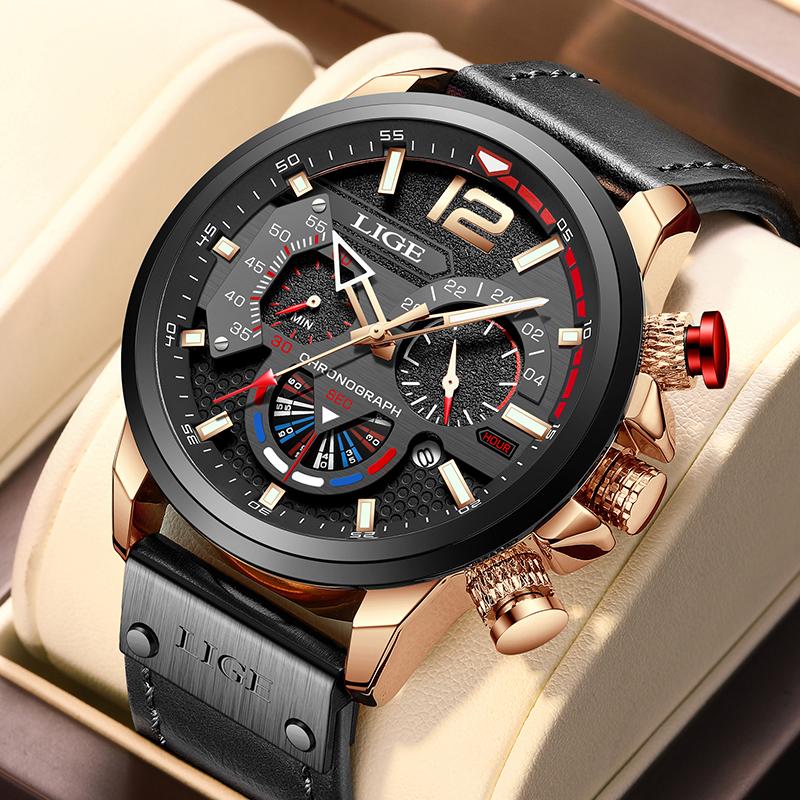 Outdoor Sport Watches for Men Fashion Business Leather Quartz Man Wristwatch Top Brand Luxury Waterproof Luminous Watch Men