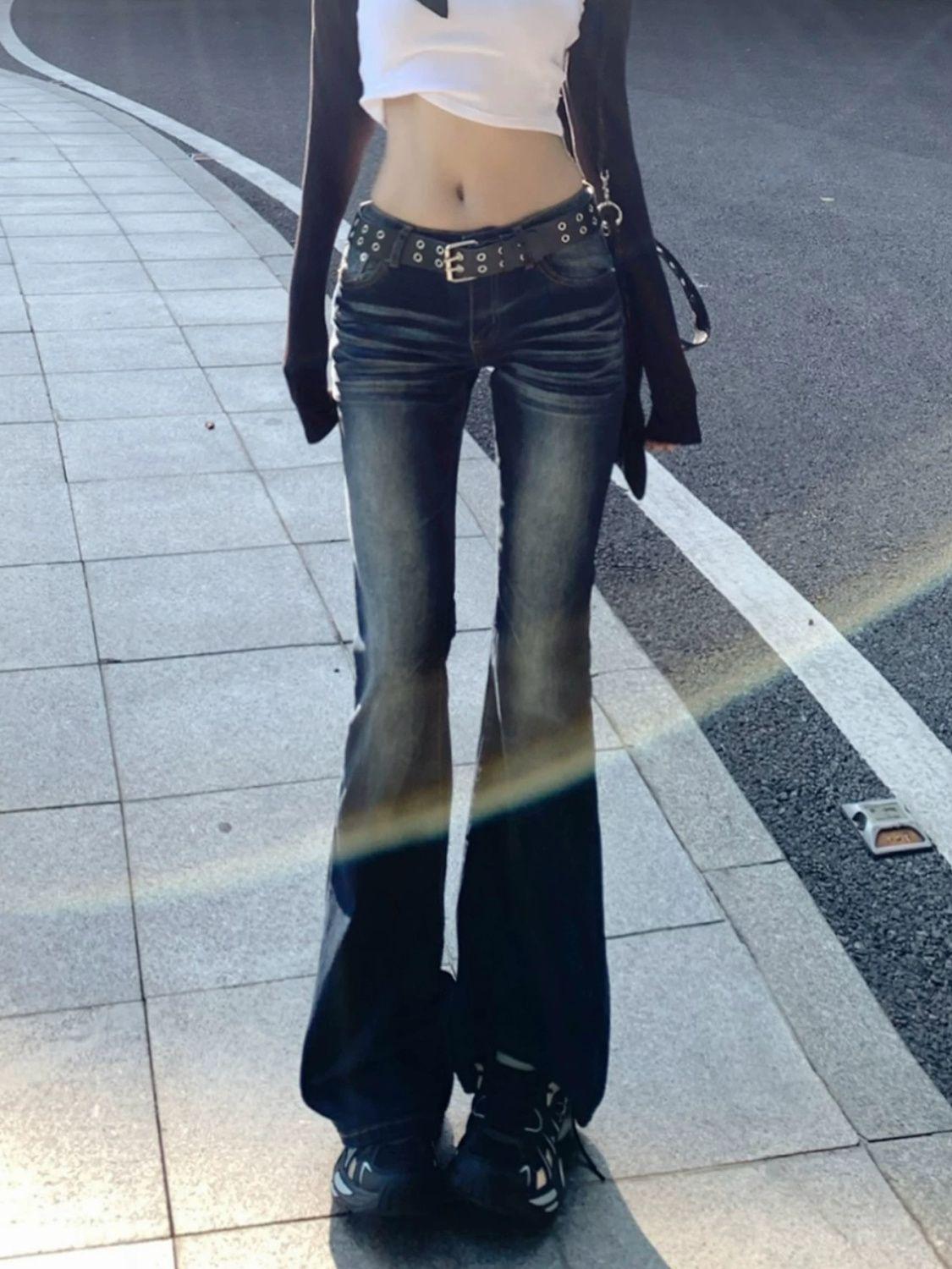 Women s High Waist Denim Pants Flared Bootcut Stretchy Casual Vintage Trousers XS
