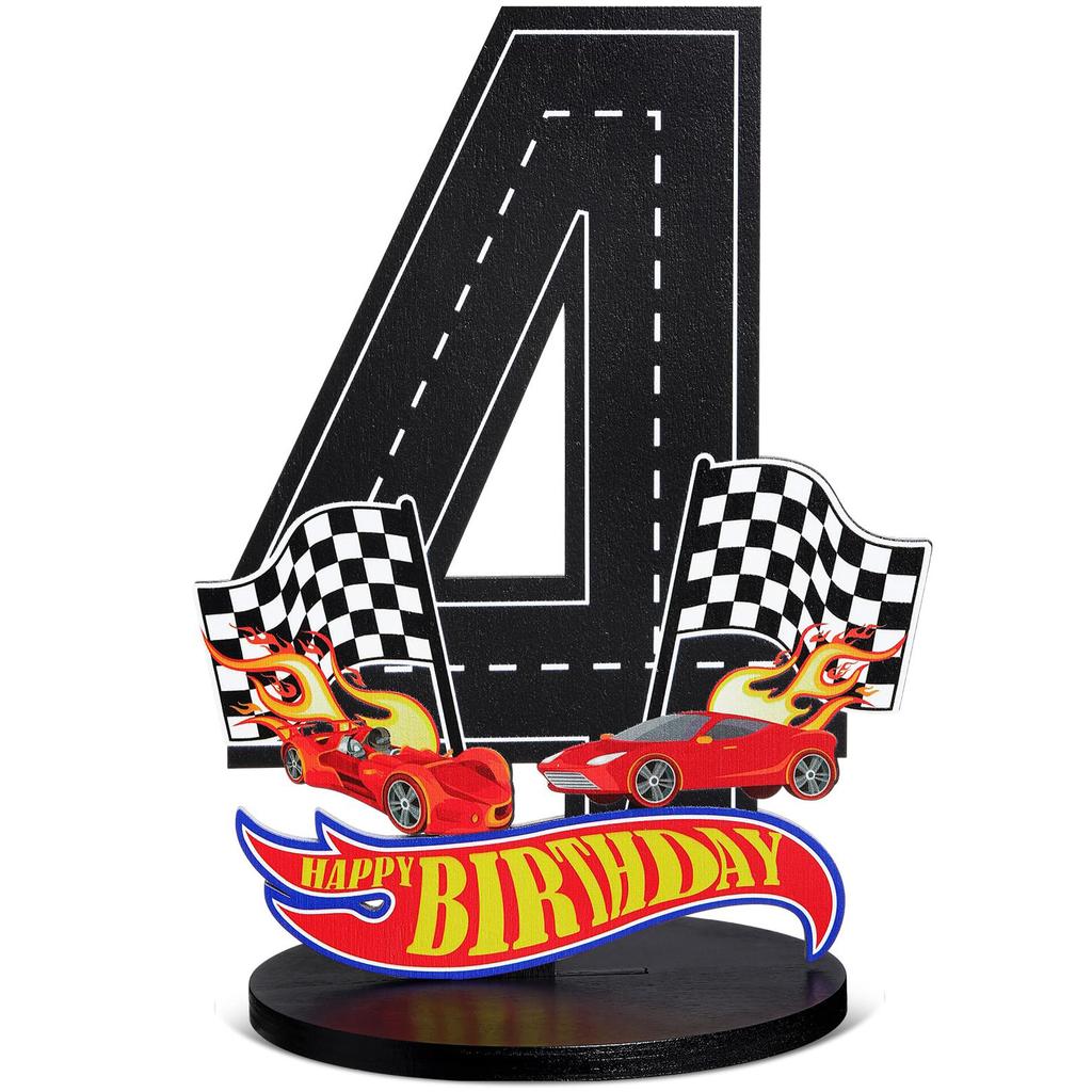 7Pcs Birthday Candles Set,Cake Numeral Candles,Racing Cars Themed Birthday Candles for Cake Candle Checkered Decoration 1