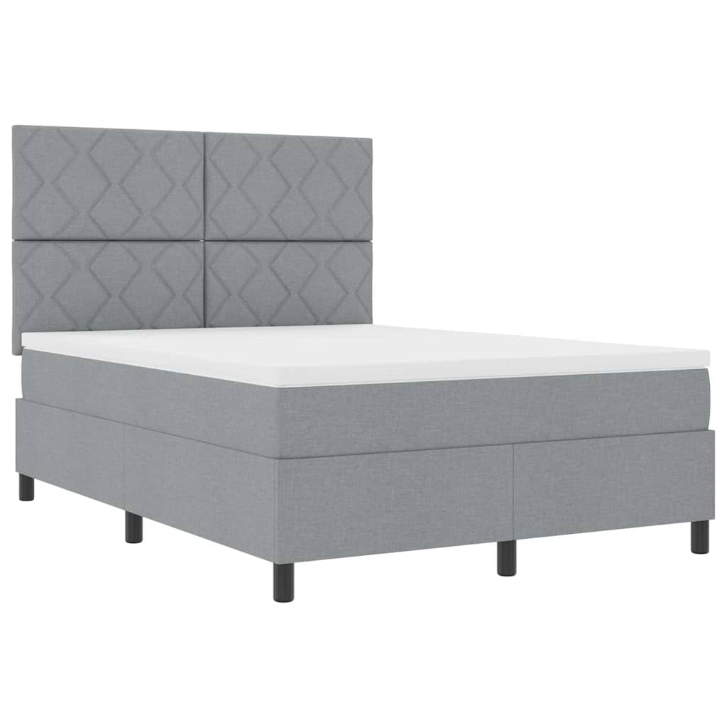 Boxspring bed with headboard Light Gray 140 x 190 cm Fabric