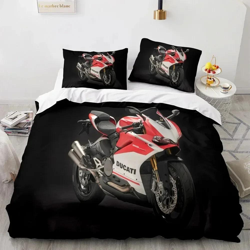 Top 3D Print Motorcycle Bedding Set Boys Girls Twin Queen King Size Duvet Cover Pillowcase Bed For boys Adult Home Textileextile
