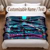 Neon Abstract Theme Soft Blanket Personalized Custom Name Text Print Warm Blanket Home Sofa Bedroom Decor