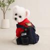 Jijijing Stylish Sweatshirt Dog Jumpsuit, Four Legged Outfit, Cute Bear Embroidery, Denim Romper Pants Onesie Clothes for Small Dogs