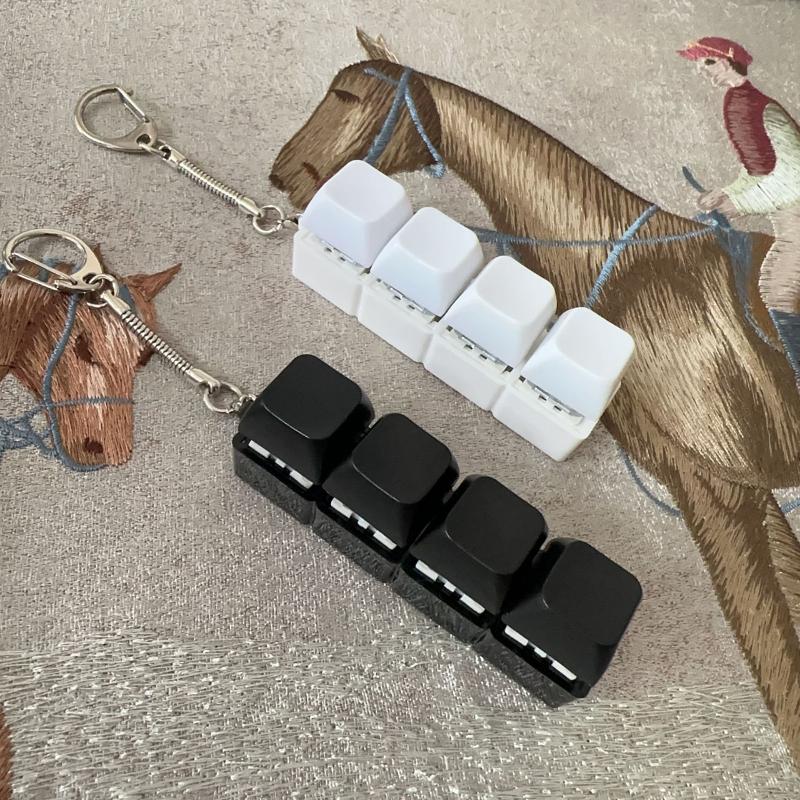 1Pcs Stress-relieving And Calming Finger Pressure Relief Button Pendant 4Keys Keyboard Key Irritability Toy Adult Office Keyring