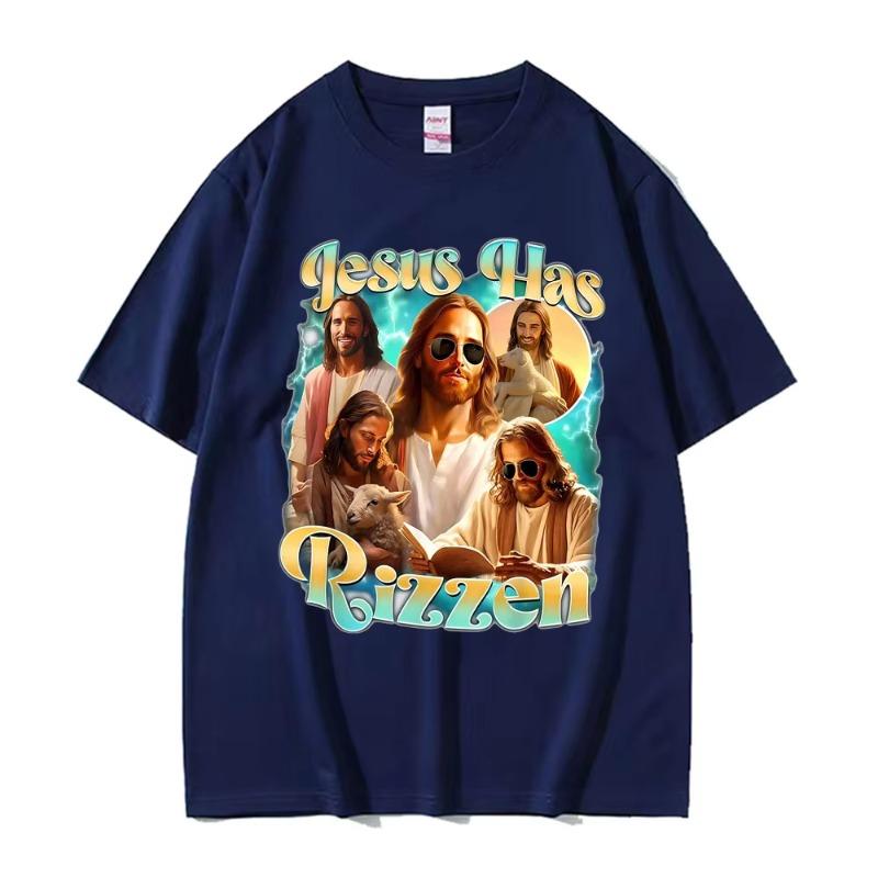 Jesus Has Rizzen He Ls Rizzin Funny Christian Religious Tee Shirt Men Women Comfort Tshirt Vintage Oversized T Shirt Streetwear