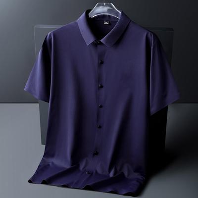Business Ice Silk Traceless Men's Short Sleeve Polo Shirt Ice Silk Quick Drying High Quality Men's Shirt M-8XL