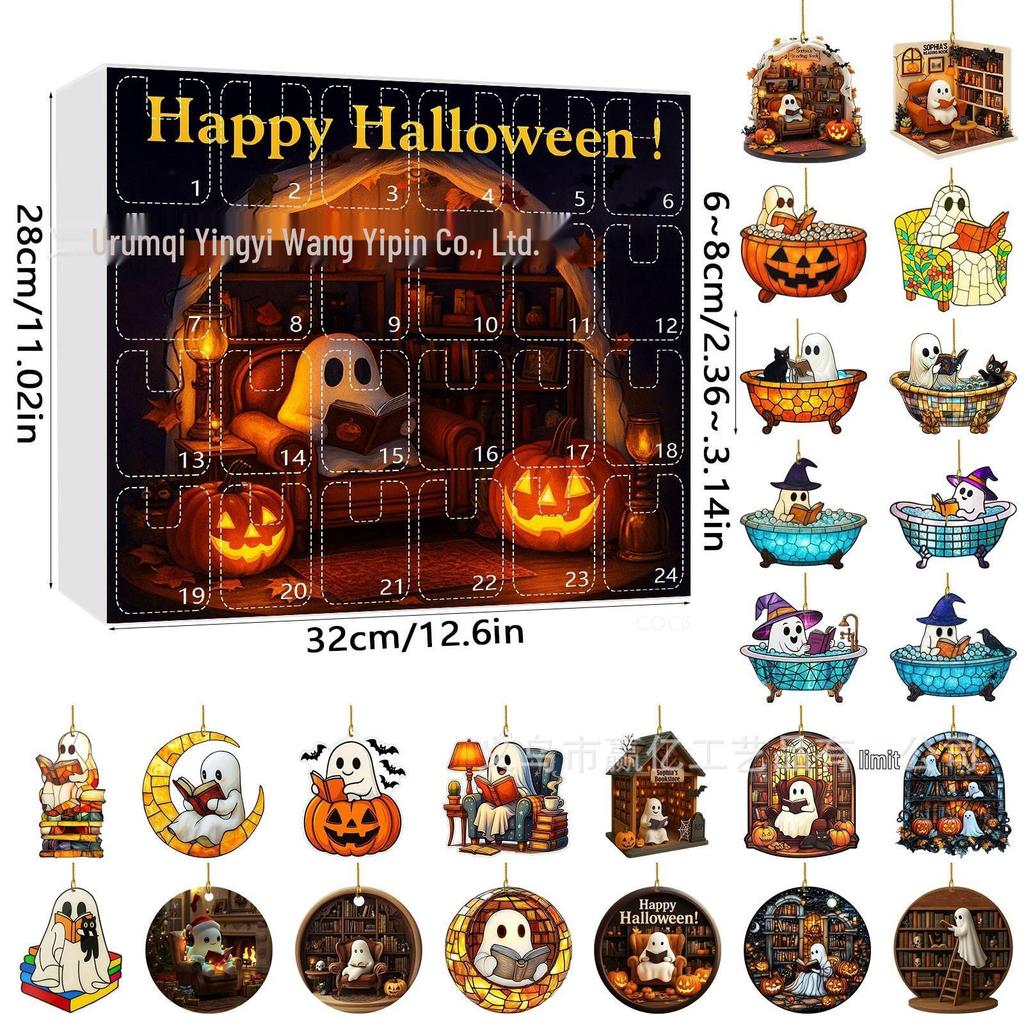 2026 Halloween Witch, Ghost & Goblin Countdown Calendar with Acrylic Pendant Blind Box