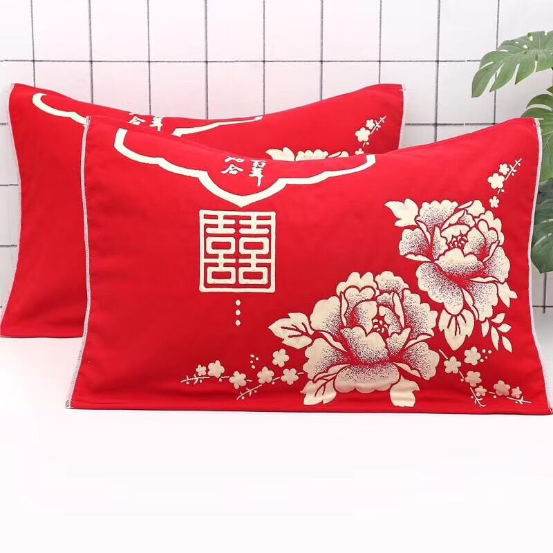 OEING Red Auspicious Wedding Pillow Scarf Pair
