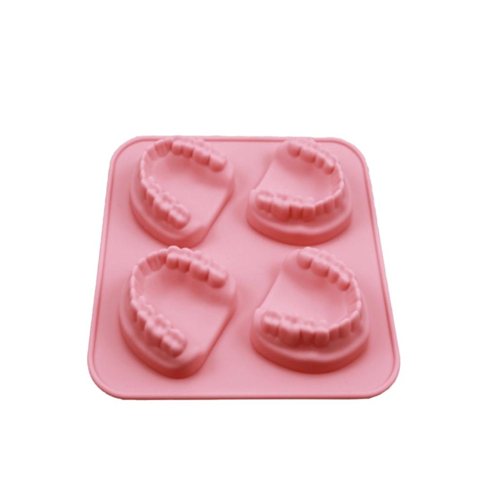 

4-hole Teeth Shape Mold Beverage Making Easy Release Mould Ice Cube Mold Silicone Ice Tray For Whiskey Wine Champagne Soda