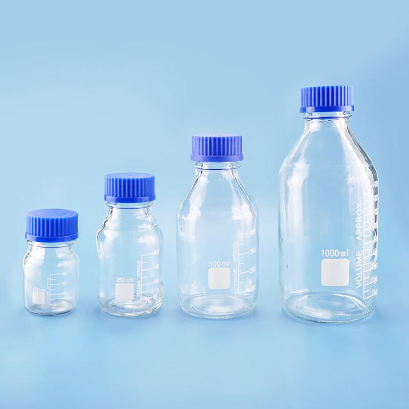 Bing Yu Transparent High Borosilicate Reagent Bottle with Blue Screw Cap