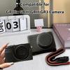Vintage PU Leather Camera Bag Half Body Protective Cover with Strap for GR IIIx GR III GRIII GR3 Enhanced Grip Soft Lining 1Celsius4 Inch Thread Hole