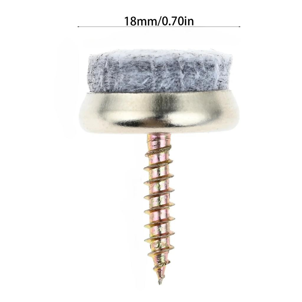 30pcs Felt Furniture Gliders Screws-on 18mm-28mm 0.7"-1.1" Chair Leg Pads Wooden Floor Protection No-slip Reduce-noise Fittings