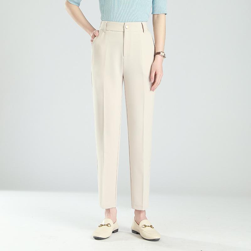 High-waisted nine-point pants women's earth-colored thin temperament casual pants without belt office white-collar suit pants Zhengzhou pants