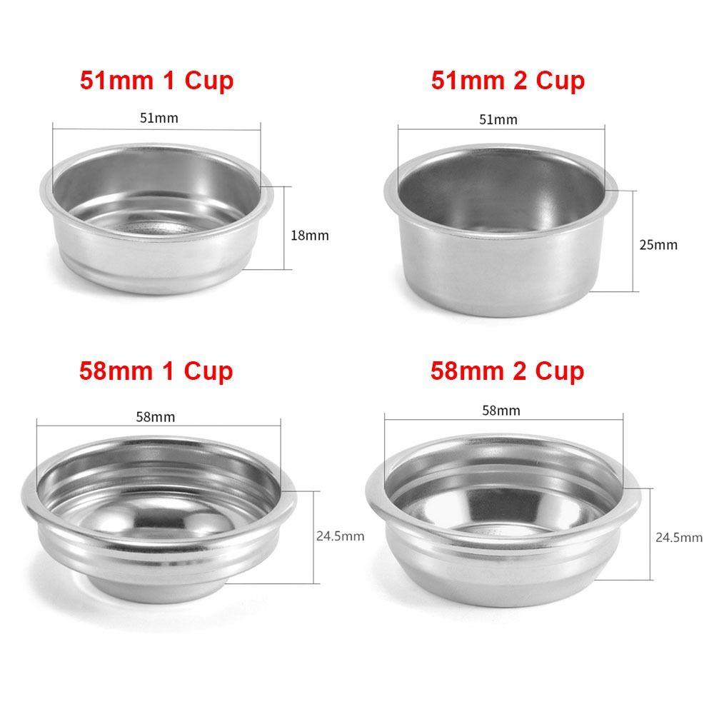 1 Stück 1 Tasse 2 Tassen Kaffeefilterkorb Druck 51/58mm Sauberer Korb 304 Edelstahl Einlagiger Kaffeemaschinenfilter