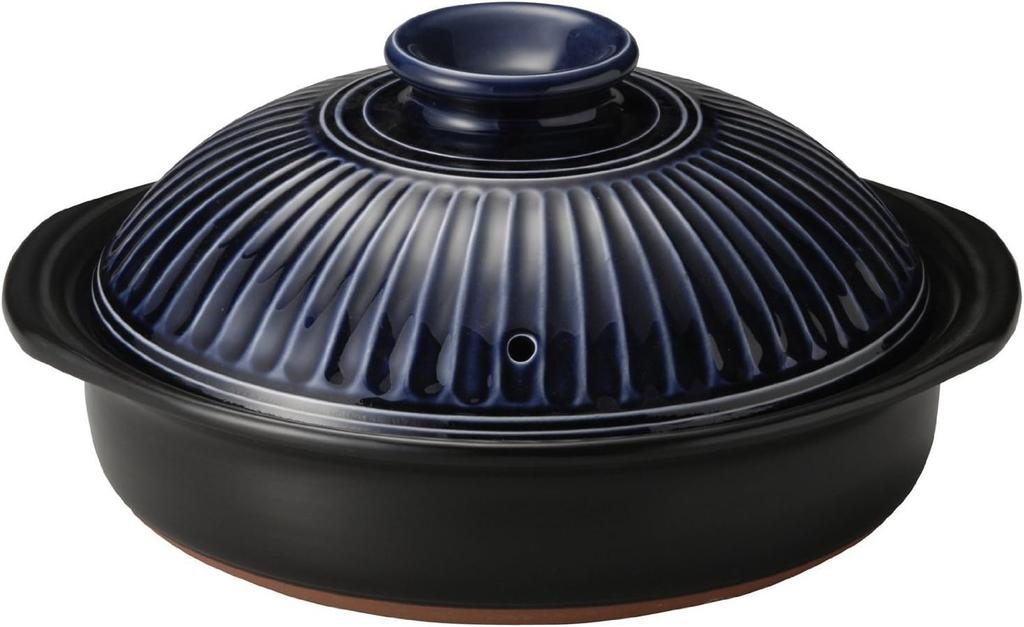 Kikuka Ruri Pot x x 14cm Earthenware Can be used over an open Setomonohonpo 8.0 [27.5 25.5 1900cc] Pot, Ceramic, flame,