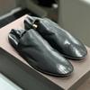 Genuine Leather~ Soft Leather Soft-soled Loafers Women's One-pedal Lazy Single Shoes Women's Sheepskin Flat-soled Black Retro Beanie Shoes