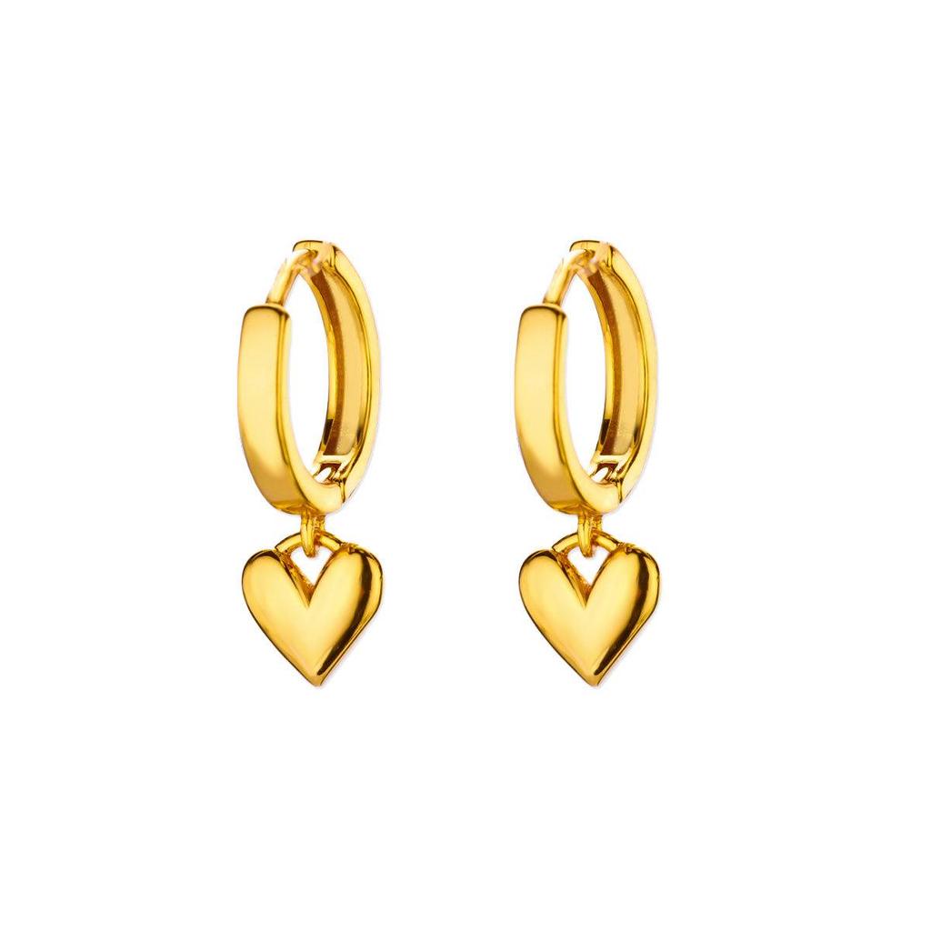 18K Gold-Plated Minimalist Heart Earrings for Women - Elegant Korean Design