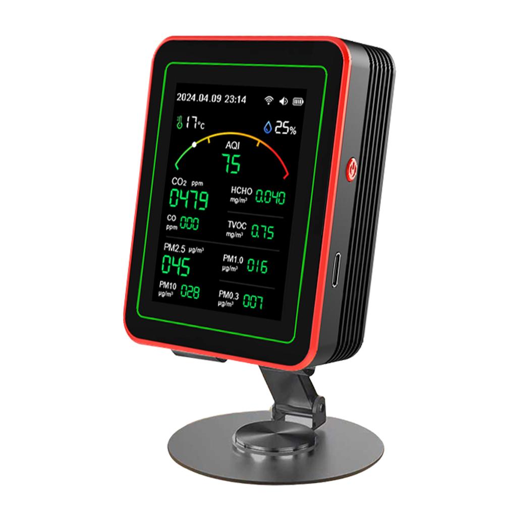 15-in-1 Air Quality Monitor PM2.5 PM10 CO CO2 TVOC HCHO AQI Tester 2.8inch TFT Color Screen CO2 Formaldehyde Detector for Indoor