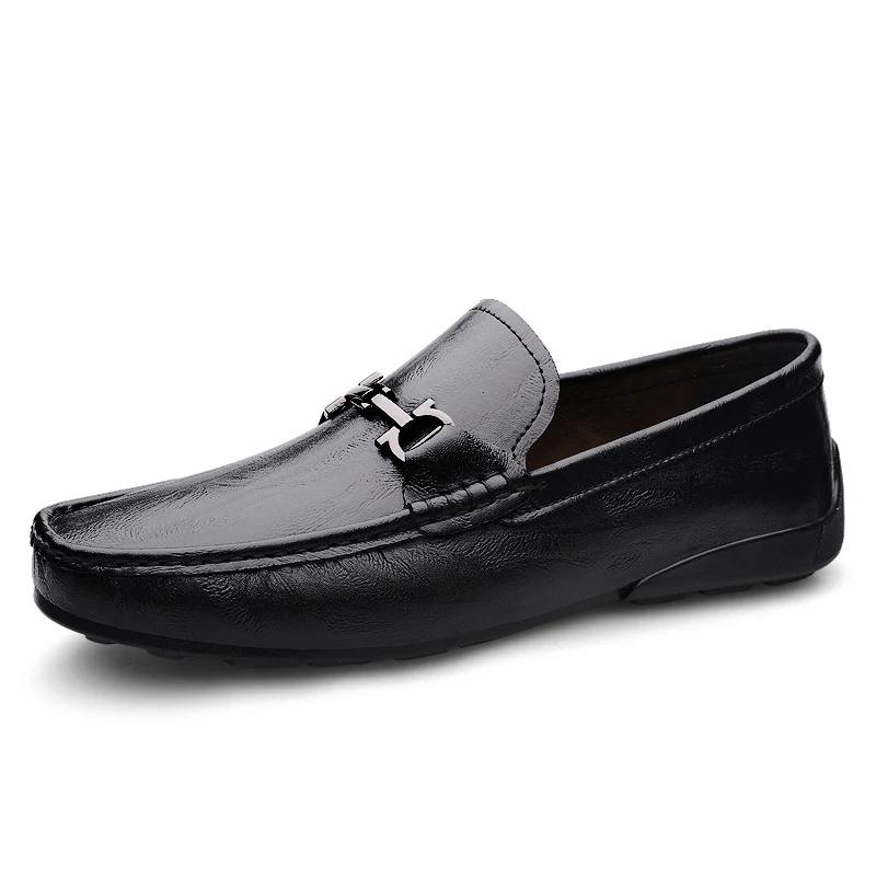 Fashion Summer Mens Shoes Casual Luxury Brand Men Loafers Genuine Leather Moccasins Light Breathable Slip On Boat Shoes Outdoor Flats