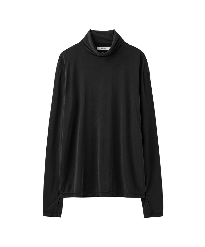 AREUBAN Drape Turtleneck Fingerhole Long Sleeve_Sand Charcoal