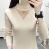 Dámský štíhlý svetr s polovysokým výstřihem Korejská verze pleteného svetru se spodním lemem svetr s dutou síťovinou podzim a zima