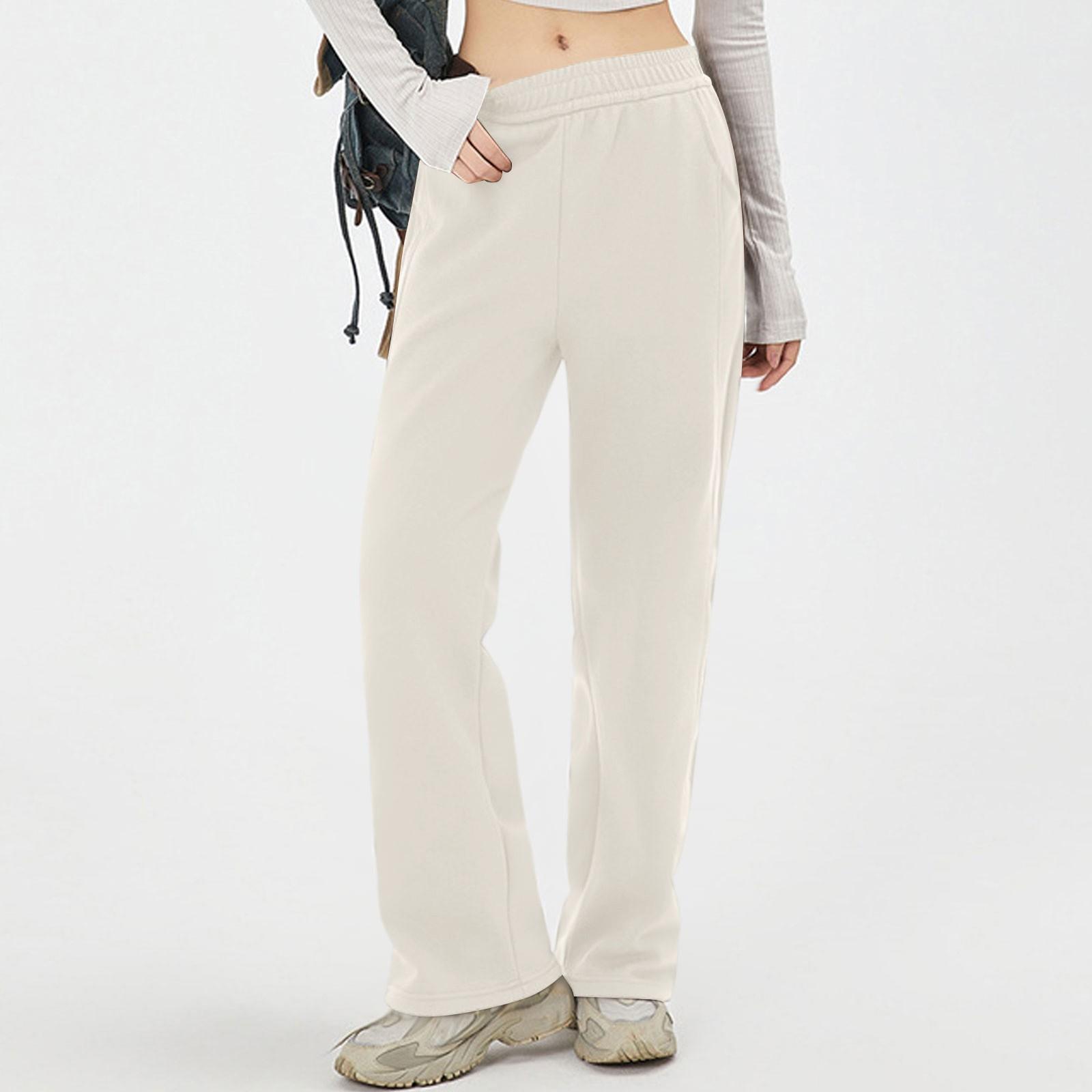 

Sweatpants for Women Womens Sweatpants Mid Waist Solid Color Pants Casual Trousers Jogger Pants with Pocket XL белый