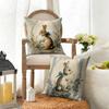Ostern Klassisch Süßes Kaninchen Kissenbezug Kühl Natürlicher Leinen Kissenbezug Beidseitiger Druck Atmungsaktiv Sofa Heimdekoration
