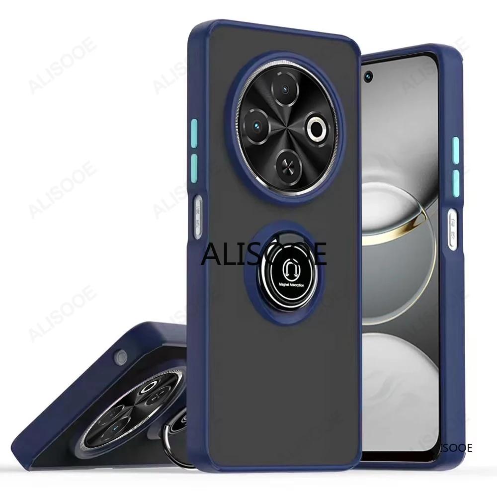 Shockproof Armor Funda for Tecno Spark 30C (4G) Case Translucent Ring Stand Holder Cover for Tecno Spark 30C (KL5, Kl5n) Cover