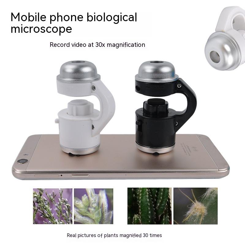 Mobile Phone Magnifier Universal 30X Glass Lens Camera Clip Microscope Universal Portable Illuminant Identification Loupe Lupa