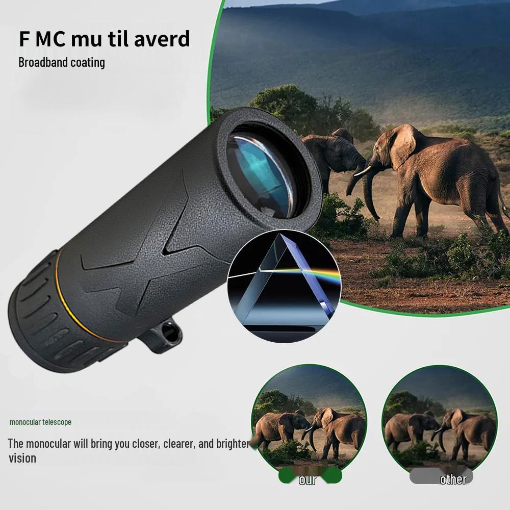 HD Portable Monocular Telescope with Night Vision and High Magnification for Outdoor and Phone Camera Use.
