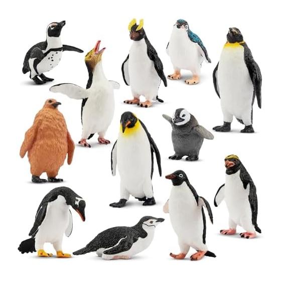 TOYMANY 12PCS Penguin Figure Antarctic Animal Figure Set Antarctic Circle Realistic Animal Model Popular Animal Toy Birthday Gift Decoration