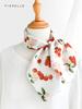 White cherry 100% natural silk scarf women square scarves crepe de chine silk shawl luxury gift headband wrap handkerchief