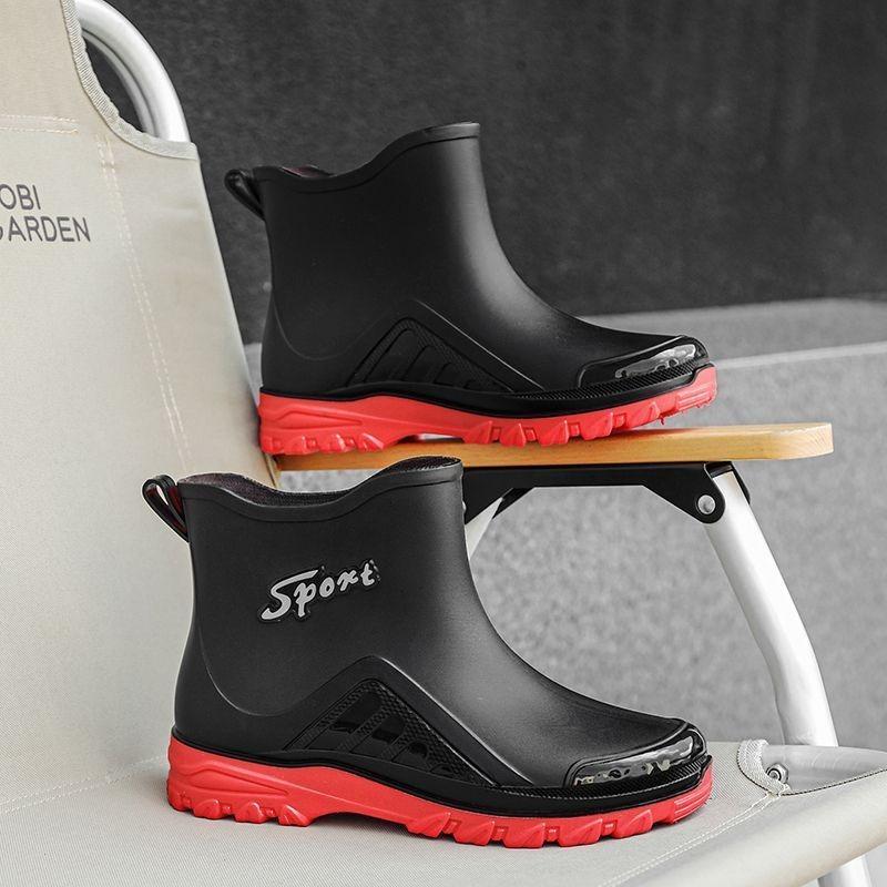 New rain shoes men's fashion non-slip mid-tube rain boots new takeaway rider waterproof outdoor construction site water shoes