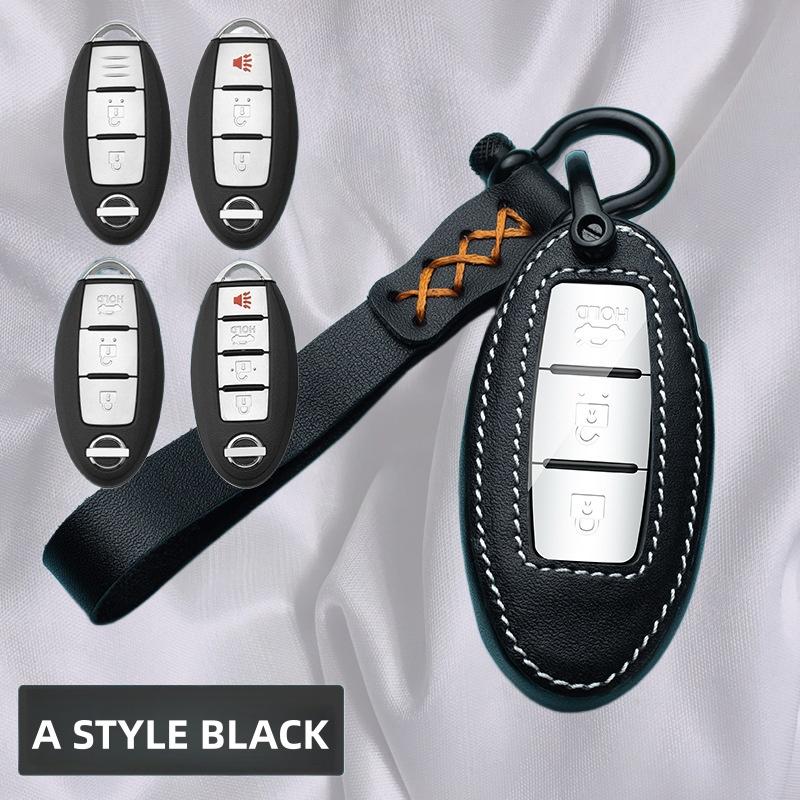 

Leather Car Key Remote Cover Case For Nissan Qashqai J10J11 X-Trail t31t32 kicks Tiida Pathfinder Murano Note Juke чёрный