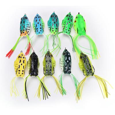 Frog Topwater Soft Fishing Lure Crankbait Hooks Bass Bait Tackle New