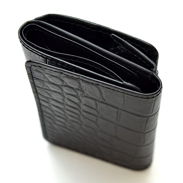 Romeo Crocodile Tri-fold Wallet in Black