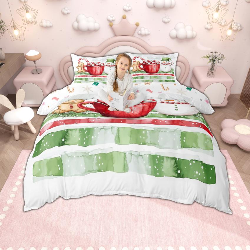 Homewish Kids Xmas Tree Duvet Cover Set For Boys Girls Merry Christmas Bedding Set Happy New Year Gifts Quilt Cover Set