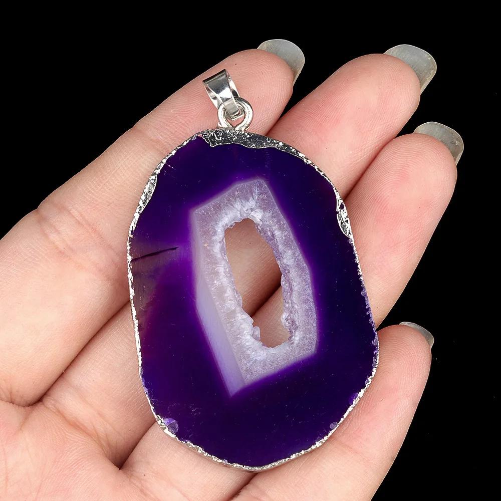 

Natural Stone Agate Slice Pendant Silver Color Gold Color Charms for Jewelry Making Supplies DIY Necklace Earrings Accessories