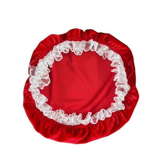 Mrs. Claus Costume Christmas Red Velvet Dress for Women Long Sleeve V Neck Cosplay Outfit with Santa Hat And Belt