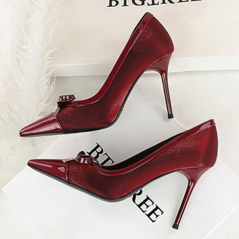 Fashion Classic Style New Women's Single Shoes Retro Simple Exquisite Workmanship Versatile Women Bow Pointed Toe High Heels 10.5CM