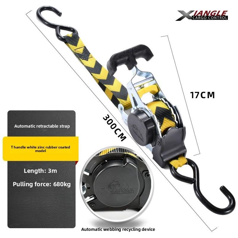 Auto Retractable Cargo Lashing Strap, Tightening Binding Belt for Luggage, Motorcycle Fixed Fastening Tie Down Straps